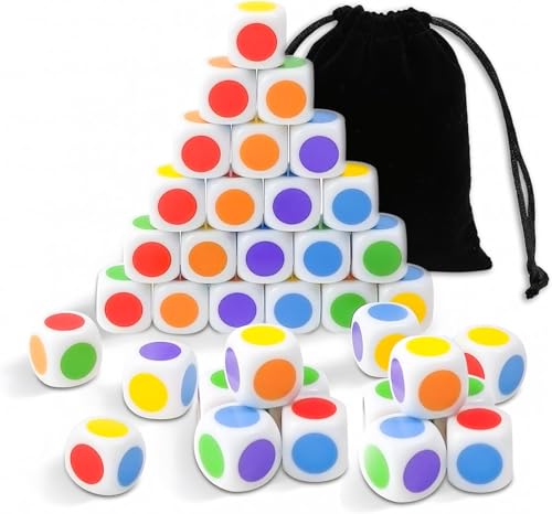 QUTHZZHY Farbwürfel 50 PCS, Farbpunktewürfel 6 Farben, 16 MM Bunte Würfel, Flüsterwürfel mit Punkten, Color Cube für Kleine Kinder,Würfel Farbig für Tischkartenspiele, Matheunterricht Mathe QUTHZZHY Farbwürfel 50 PCS, Farbpunktewürfel 6 Farben, 16 MM Bunte Würfel, Flüsterwürfel mit Punkten, Color Cube für Kleine Kinder,Würfel Farbig für Tischkartenspiele, Matheunterricht Mathe von QUTHZZHY