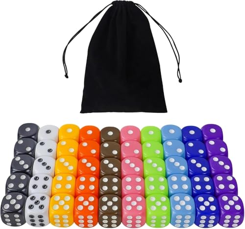 QUTHZZHY Würfel 50 Stücke, Bunte Würfel Set, 16mm Farbwürfel 6 Seitige, Würfel mit Einstecktaschen, Spielwürfel für Tischkartenspiele, Acrylwürfel 10 Farben, für Matheunterricht Mathe QUTHZZHY Würfel 50 Stücke, Bunte Würfel Set, 16mm Farbwürfel 6 Seitige, Würfel mit Einstecktaschen, Spielwürfel für Tischkartenspiele, Acrylwürfel 10 Farben, für Matheunterricht Mathe von QUTHZZHY