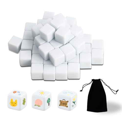 QUTHZZHY Würfel Blanko 50pcs, Weiß Würfel 20mm, Blanko Acrylwürfel 6-Seitiger, DIY-Aufkleber Würfel Blanko für das Malen, Würfel mit Einstecktaschen für Brettspiele, Lernen, Basteln, DIY, Partyspaß QUTHZZHY Würfel Blanko 50pcs, Weiß Würfel 20mm, Blanko Acrylwürfel 6-Seitiger, DIY-Aufkleber Würfel Blanko für das Malen, Würfel mit Einstecktaschen für Brettspiele, Lernen, Basteln, DIY, Partyspaß von QUTHZZHY