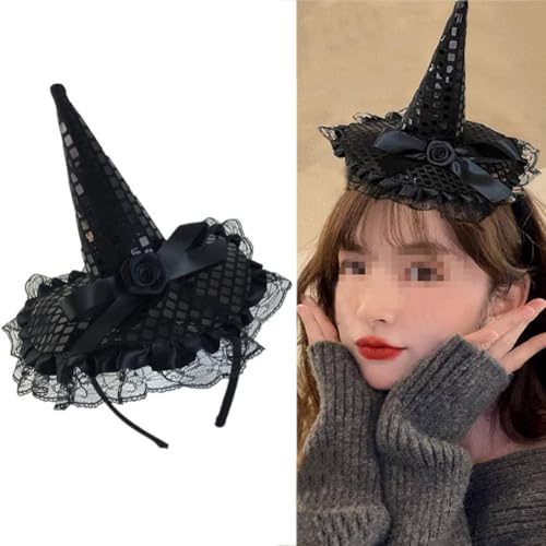 QUUPY Halloween Hexe Hut Stirnband Hexe Hut Paillette Haarband für Halloween Party Cosplay Kostüm Gunsten Zubehör (schwarz) von QUUPY