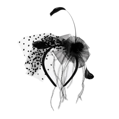 Schwarze Spitze Blume Feder Stirnband Prom Queen Kopfstück lange Federn Haar Reifen für Halloween Tee Party Haar Zubehör von QUUPY
