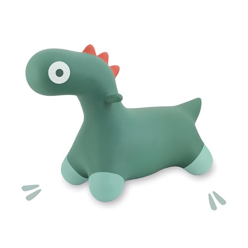 Quut Hoppi Dino Springen – Aufblasbares Gartenspielzeug für Kinder – Robustes Spielzeug für Draußen und Drinnen ab 18 Monaten (Grün Garten) – Inklusive Pumpe von Quut
