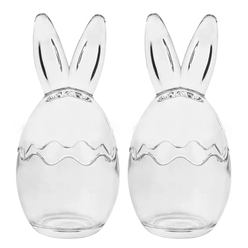 QUXVUIS 2 Stück Ostern Mini Eier und Süßigkeiten, transparenter Osterei Behälter, Hasenohr und Glasbecher, Glas Vorratsglas QUXVUIS 2 Stück Ostern Mini Eier und Süßigkeiten, transparenter Osterei Behälter, Hasenohr und Glasbecher, Glas Vorratsglas von QUXVUIS