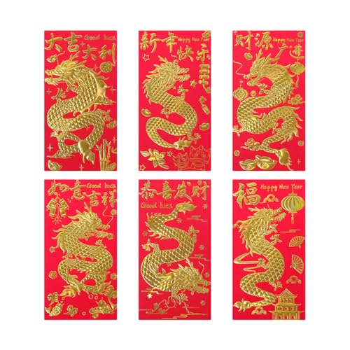 QUXVUIS 6 hochwertige chinesische rote Umschläge, Symbol für Reichtum und Glück, Papier, Neujahr des Drachen, Glücksgeld, Taschentasche , 209C, 6 Stück , 6.7 Zoll QUXVUIS 6 hochwertige chinesische rote Umschläge, Symbol für Reichtum und Glück, Papier, Neujahr des Drachen, Glücksgeld, Taschentasche , 209C, 6 Stück , 6.7 Zoll von QUXVUIS