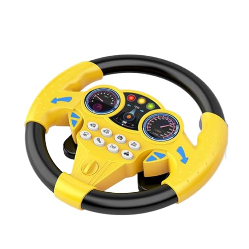QUXVUIS Elektrisches Kinderspielzeug mit Lenkrad, lebendigen Farben und Soundeffekten für abenteuerliche Rollenspiele, ABS Simulationsspielzeug, gelb+schwarz von QUXVUIS