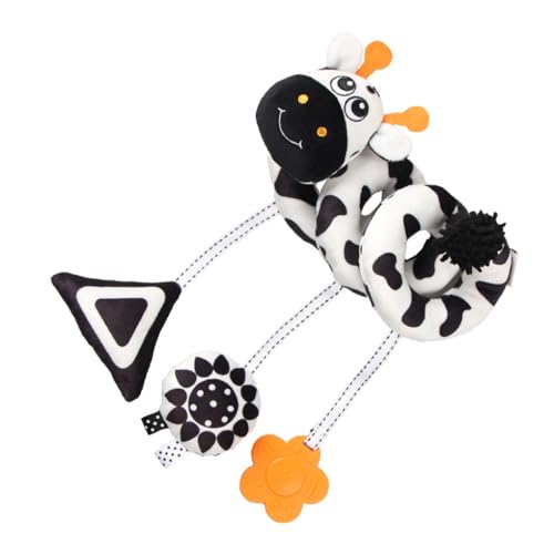 QUXVUIS Niedliche Tierform zum Aufhängen, Spielzeug für Babys, visuelle und akustische Fähigkeiten, Plüsch Proller, Schwarz Weiß Quietsch Tierspielzeug, Typ 2 von QUXVUIS