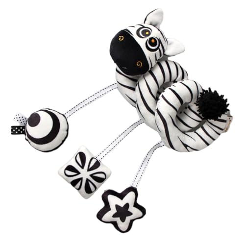 QUXVUIS Niedliche Tierform zum Aufhängen, Spielzeug für Babys, visuelle und akustische Fähigkeiten, Plüsch Proller, Schwarz Weiß Quietsch Tierspielzeug, Typ 3 von QUXVUIS
