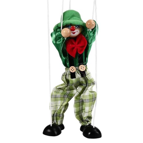 QUXVUIS Pull Line Puppe, Kinder Handmarionettenspielzeug, Eltern Kind Kinderübung, Clown Handwerksspielzeug für die Schulparty, Grün von QUXVUIS