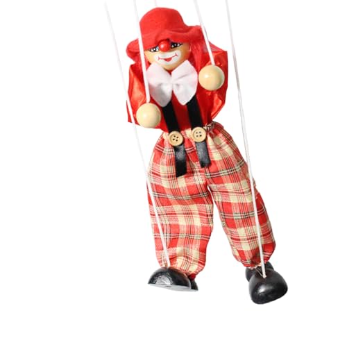 QUXVUIS Pull Line Puppe, Kinder Handmarionettenspielzeug, Eltern Kind Kinderübung, Clown Handwerksspielzeug für die Schulparty, Rot von QUXVUIS