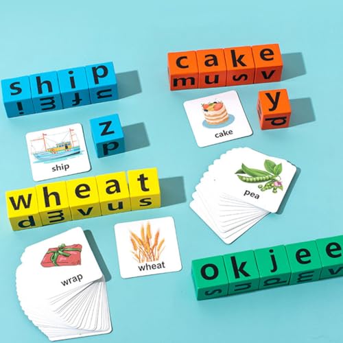 QUXVUIS Wortspielzeug aus Holz für Multiplayer Brettspiele und Fokus auf Erkundung der frühkindlichen Bildung, englische Wortkarten , große Größe von QUXVUIS