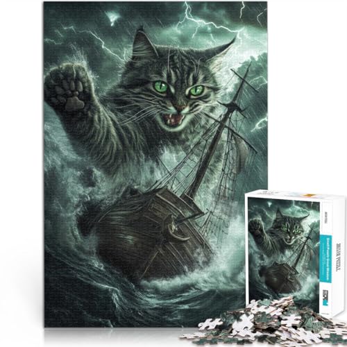1000 Teenager-Teile-Puzzle Gehirnintelligenz-Herausforderung süchtig machendes Spielzeug Katzensturmschiff Wichtelgeschenke75x50cm von QVKZLYFXN