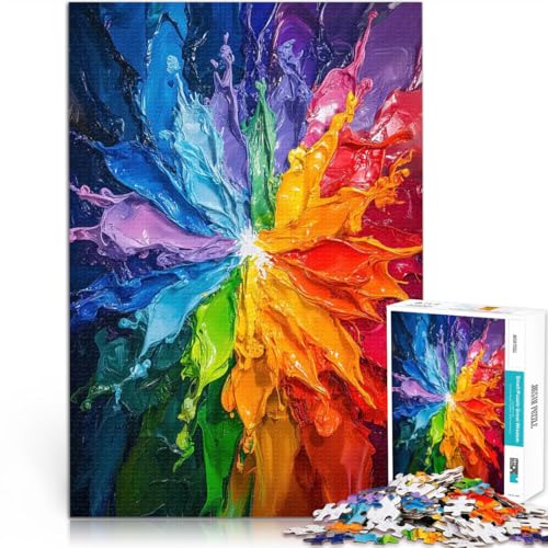 1000 Teenager-Teile-Puzzle Lernspiel-Herausforderungsspielzeug Regenbogenfarbenexplosion Geeignet für die Schreibtischdekoration38x26cm von QVKZLYFXN