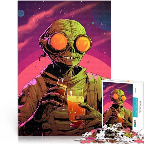 1000-Teile-Puzzle für Erwachsene Familienspiel zum Stressabbau, schwierige Herausforderung Alien mit einem Bier Geburtstagsgeschenke38x26cm 1000-Teile-Puzzle für Erwachsene Familienspiel zum Stressabbau, schwierige Herausforderung Alien mit einem Bier Geburtstagsgeschenke38x26cm von QVKZLYFXN