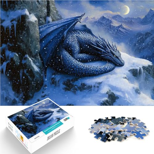 1000-Teile-Puzzle für Erwachsene Quizspiel Schlafender Drache in den schneebedeckten Bergen einzigartiges Herausforderungsspiel38x26cm von QVKZLYFXN