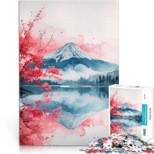 1000-Teile-Puzzle für Erwachsene Spielspielzeug Japan Berg Fuji Sakura einzigartiges Herausforderungsspiel75x50cm von QVKZLYFXN