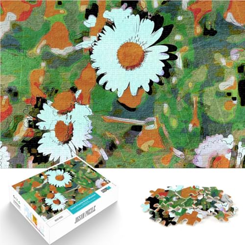1000-Teile-Puzzle für Erwachsene Spielzeug Lernspiele Stressabbau Gänseblümchen in Blüte im Frühling für Heimdekoration75x50cm von QVKZLYFXN