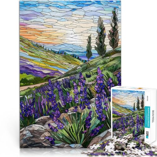 1000-Teile-Puzzle für Erwachsene Stressabbau-Spielzeug Lavendelfelder im Morgengrauen Geeignet für die Schreibtischdekoration75x50cm von QVKZLYFXN