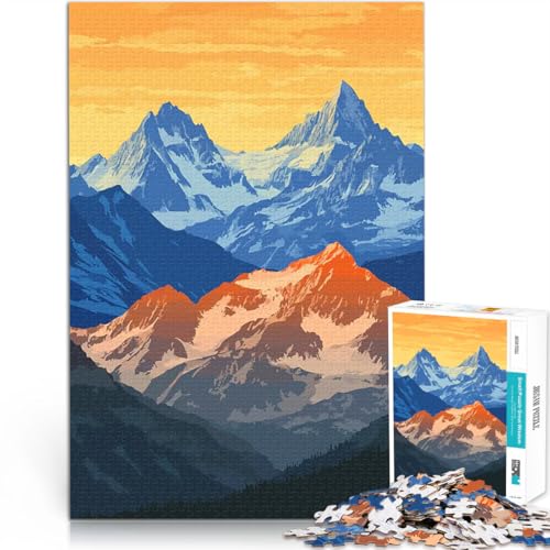 1000-Teile-Puzzle für Erwachsene Stressabbau-Spielzeug Sonnenuntergang in der Bergkette einzigartiges Herausforderungsspiel50x70cm von QVKZLYFXN
