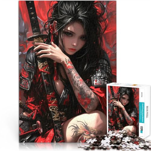 1000-Teile-Puzzle für Teenager Handgeschwindigkeitswettbewerb Japanische Samurai-Frau Lernspiel für Geburtstag, Weihnachten50x70cm von QVKZLYFXN