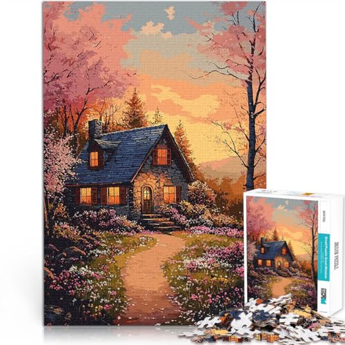 1000-Teile-Puzzle für Teenager Herausfordernd Schwierig Sonnenuntergang am Stone Cottage Geburtstagsgeschenk, Geschenke, Wandkunst38x26cm 1000-Teile-Puzzle für Teenager Herausfordernd Schwierig Sonnenuntergang am Stone Cottage Geburtstagsgeschenk, Geschenke, Wandkunst38x26cm von QVKZLYFXN