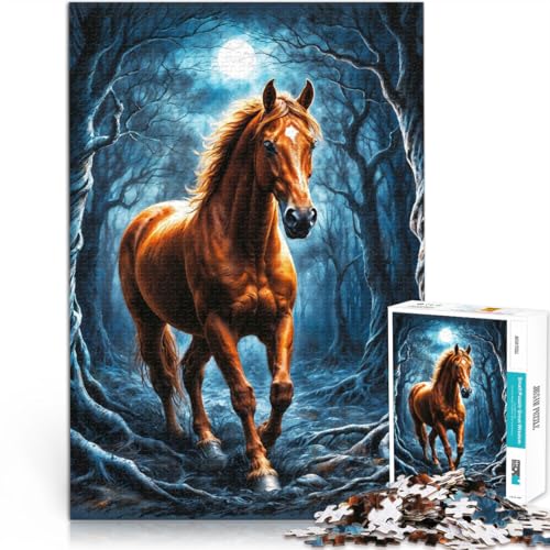 1000-Teile-Puzzle für Teenager Lernspiele Heimdekoration Majestätisches Pferd im Dschungel Lernspiel für Geburtstag, Weihnachten50x70cm von QVKZLYFXN