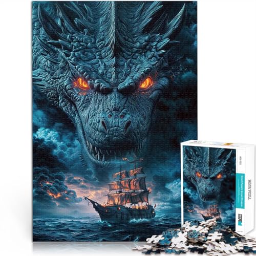 1000-Teile-Puzzle für Teenager Pädagogisches Familienspiel Drache der stürmischen Meere Künstlersammlung, Bildende Kunst38x26cm von QVKZLYFXN