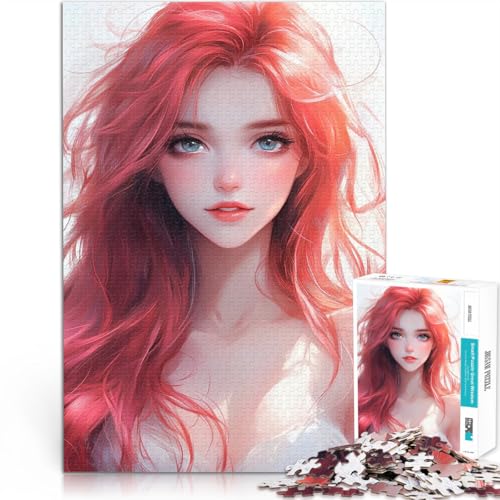 1000-Teile-Puzzle für Teenager Staycation: Zeit totschlagen Anime-Mädchen mit roten Haaren Einzigartige Geburtstags- und Geschenkideen38x26cm von QVKZLYFXN