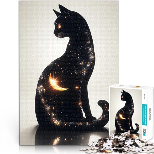 1000-Teile-Puzzle für Teenager Stressabbau-Spielzeug Kosmische Katzensilhouette eignet ganze Familie52x38cm von QVKZLYFXN