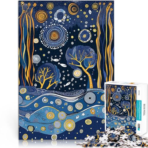 1000-Teile-Puzzle für Teenager Stressabbau-Spielzeug Ozean Gustav Klimt Stil Wanddekoration Einzigartige Geburtstags- und Weihnachtsgeschenke38x26cm von QVKZLYFXN