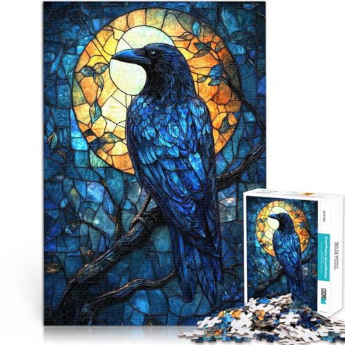 1000-Teile-Puzzle für Teenager Trainieren Sie Ihr Gehirn und Ihre Hände Glasmalerei Rabe Die Liebe zwischen Paaren stärken38x26cm von QVKZLYFXN