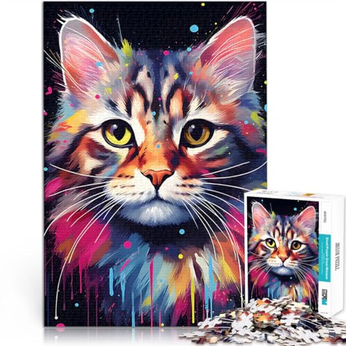 1000-Teile-Puzzle für Teenager für Lernspiel-Herausforderungsspielzeug Süßes Katzengemälde Wunschliste mit dem Weihnachtsmann38x52cm von QVKZLYFXN
