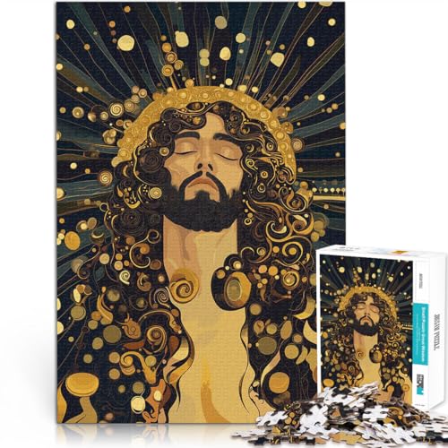 1000-Teile-Puzzle für Teenager lustige Spiele für die ganze Familie Jesus mit goldenem Heiligenschein EIN Kunstwerk38x26cm von QVKZLYFXN