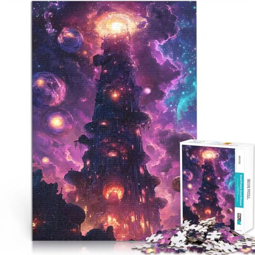 1000-teilige Puzzles für Erwachsene Denkspiel Cosmic Tower Weltraum Nebel Planeten Himmel Künstlersammlung, Bildende Kunst75x50cm 1000-teilige Puzzles für Erwachsene Denkspiel Cosmic Tower Weltraum Nebel Planeten Himmel Künstlersammlung, Bildende Kunst75x50cm von QVKZLYFXN