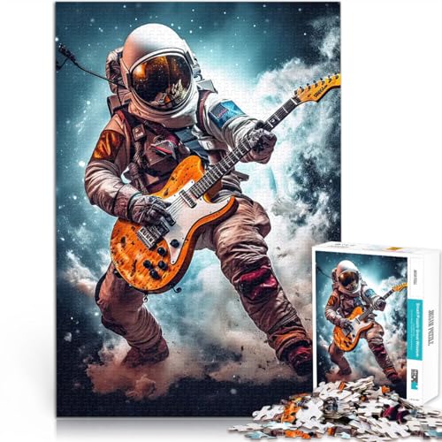 1000-teilige Puzzles für Erwachsene Handgeschwindigkeitswettbewerb Astronaut spielt Gitarre Einzigartige Geburtstags- und Geschenkideen38x26cm von QVKZLYFXN
