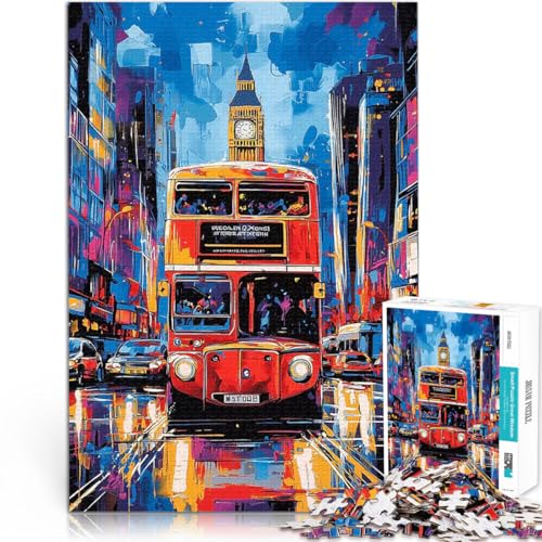 1000-teilige Puzzles für Erwachsene Hands-on-Spiel Pop-Art-London-Bus mit Big Ben im Hintergrund Tolle Geschenke und Spielzeuge38x26cm von QVKZLYFXN