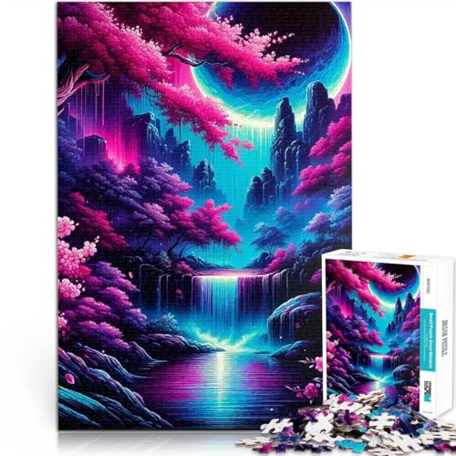 1000-teilige Puzzles für Erwachsene Interessante Stressreduzierung Neonwald Moon Springs mit passendem Poster und Quizblatt38x26cm von QVKZLYFXN