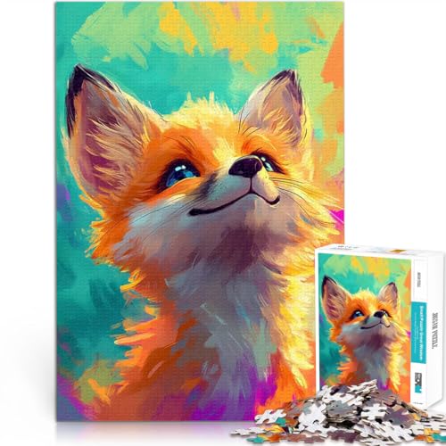1000-teilige Puzzles für Erwachsene Lernspiele DIY Spielzeug Lächelndes Fuchsgemälde Geeignet für die Schreibtischdekoration52x38cm von QVKZLYFXN