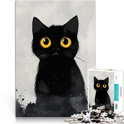 1000-teilige Puzzles für Erwachsene Lernspiele Dunkelschwarze Katze mit großen gelben Augen Die Liebe zwischen Paaren stärken38x26cm 1000-teilige Puzzles für Erwachsene Lernspiele Dunkelschwarze Katze mit großen gelben Augen Die Liebe zwischen Paaren stärken38x26cm von QVKZLYFXN