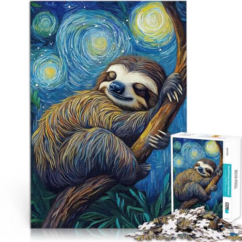 1000-teilige Puzzles für Erwachsene Pädagogisches Spielzeug zum Stressabbau Faultier in der Sternennacht Wichtelgeschenke75x50cm von QVKZLYFXN