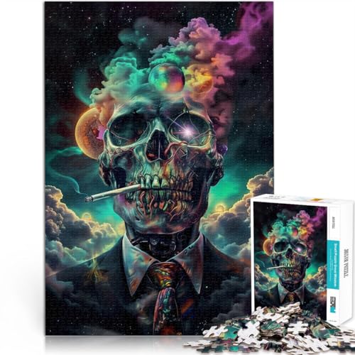 1000-teilige Puzzles für Erwachsene Spielzeug Lernspiele Stressabbau Anzug an! Rauchschädel Geeignet für die Schreibtischdekoration38x26cm von QVKZLYFXN