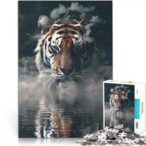 1000-teilige Puzzles für Erwachsene Spielzeug Lernspiele Stressabbau Rauchiges Tigertier Lernspiel für Geburtstag, Weihnachten38x26cm von QVKZLYFXN