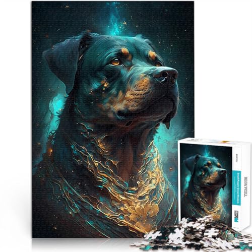 1000-teilige Puzzles für Erwachsene Spielzeug Lernspiele Stressabbau Rottweiler Hundetraum einzigartiges Herausforderungsspiel52x38cm von QVKZLYFXN