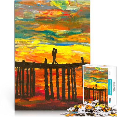 1000-teilige Puzzles für Erwachsene Spielzeug Lernspiele Stressabbau Silhouette Paar Sonnenuntergang Geburtstagsgeschenke50x70cm von QVKZLYFXN