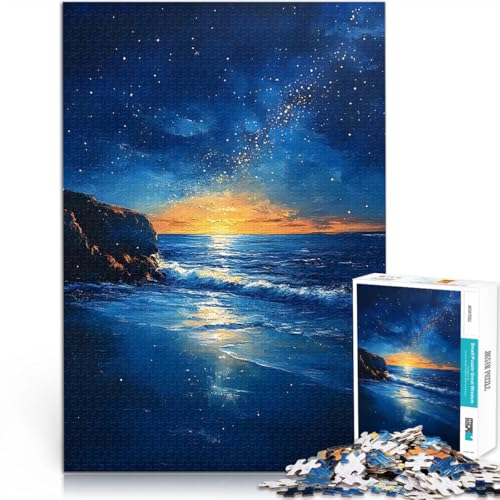 1000-teilige Puzzles für Erwachsene pädagogische Herausforderung Sternennacht-Meereslandschaft Lernspiel für Geburtstag, Weihnachten38x26cm von QVKZLYFXN