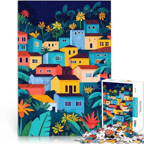 1000-teilige Puzzles für Teenager Denkspiel Bunte Häuser des tropischen Dorfes minimalistische Kunst EIN Kunstwerk75x50cm 1000-teilige Puzzles für Teenager Denkspiel Bunte Häuser des tropischen Dorfes minimalistische Kunst EIN Kunstwerk75x50cm von QVKZLYFXN