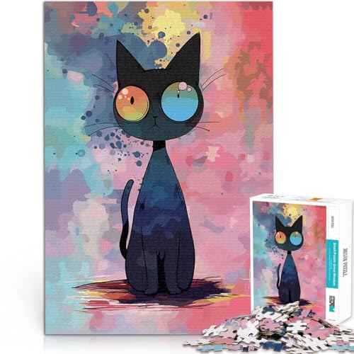 1000-teilige Puzzles für Teenager Familienspiel zum Stressabbau, schwierige Herausforderung Süße Schwarze Katze Wichtelgeschenke38x52cm von QVKZLYFXN