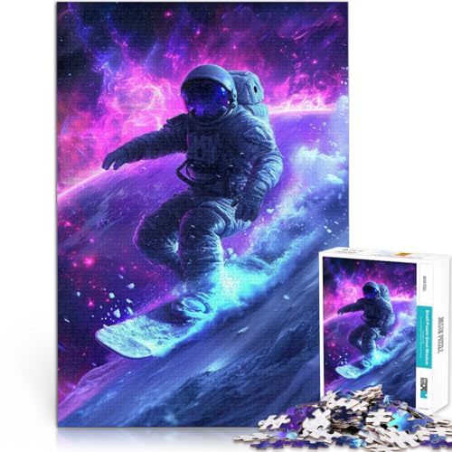 1000-teilige Puzzles für Teenager Lernspiele DIY Spielzeug Astronauten-Surfen im Weltraum Lernspiel für Geburtstag, Weihnachten38x26cm von QVKZLYFXN