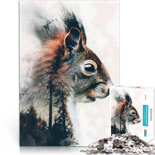 1000-teilige Puzzles für Teenager Lernspiele DIY Spielzeug Eichhörnchen-Waldflüstern mit passendem Poster und Quizblatt50x70cm von QVKZLYFXN