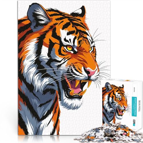 1000-teilige Puzzles für Teenager Lernspiele Heimdekoration Brüllender Tiger, Abbildung Lernspiel für Geburtstag, Weihnachten38x26cm von QVKZLYFXN