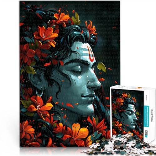 1000-teilige Puzzles für Teenager Lernspiele Heimdekoration Shiva im floralen Glanz Lernspiel für Geburtstag, Weihnachten38x26cm von QVKZLYFXN